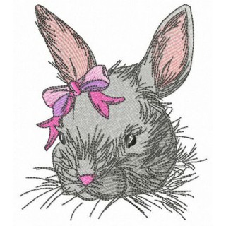 Tiny bunny girl embroidery design - Embroidery Design