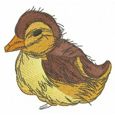 Small duckling embroidery design showcasing a charming farm animal motif, ideal for baby onesies or towels.