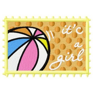 Postage stamp It's a girl embroidery design - Embroidery Design