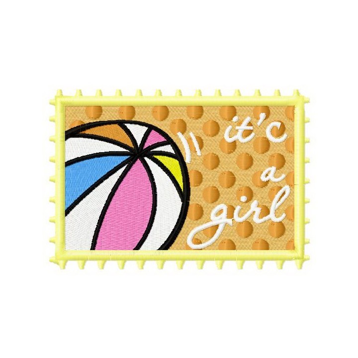 Postage stamp It's a girl embroidery design - Embroidery Design