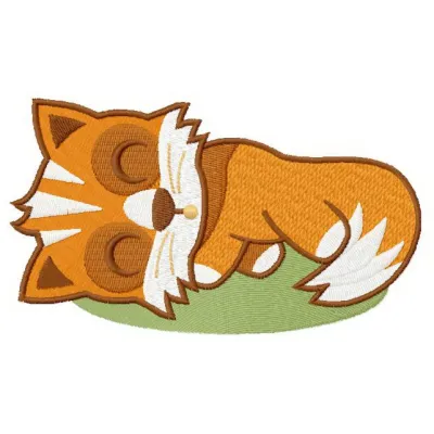 Sleeping fox embroidery design showcasing a charming fox in slumber, perfect for creative stitching projects.