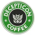 Decepticon coffee embroidery design featuring a bold, creative pattern inspired by Transformers for stylish stitching.