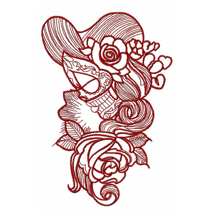 Wild rose girl 2 embroidery design - Embroidery Design