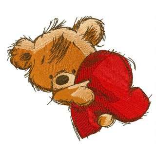 Teddy bear with heart pillow 3 embroidery design - Embroidery Design