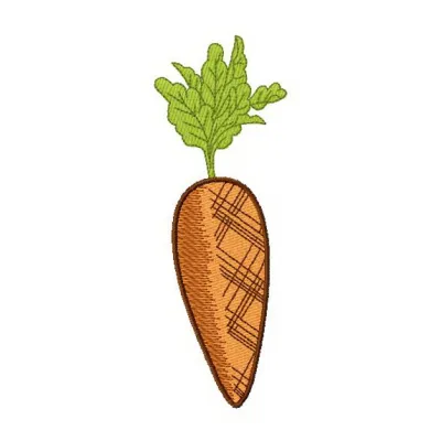 Carrot 2 embroidery design showcasing a vibrant stitched motif of a carrot, perfect for vegetable-themed projects.