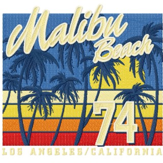 Malibu beach Los Angeles California embroidery design - Embroidery Design
