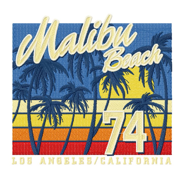 Malibu beach Los Angeles California embroidery design - Embroidery Design