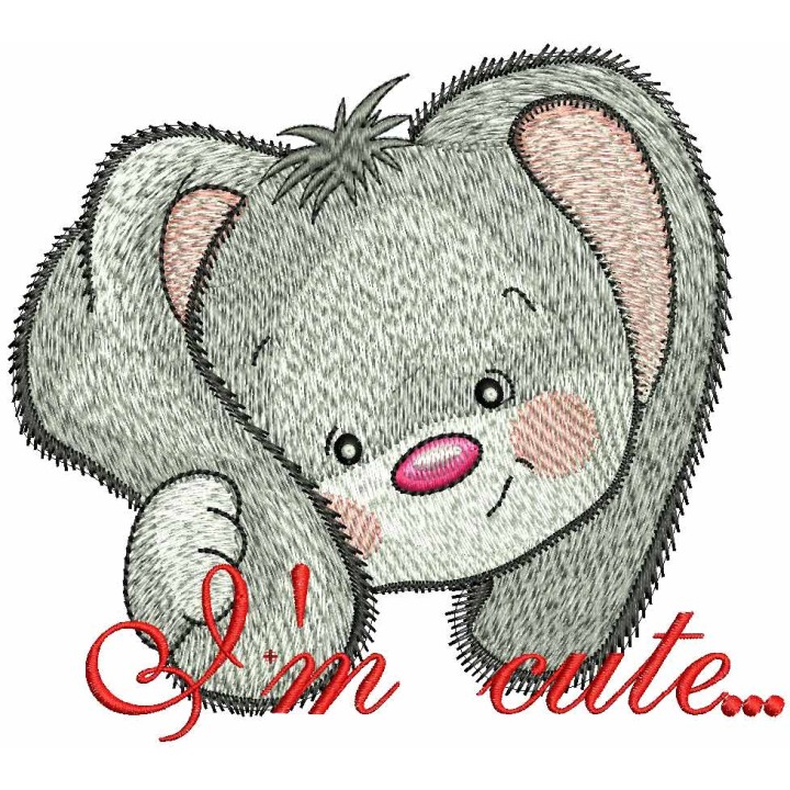 I'm cute bunny embroidery design - Embroidery Design