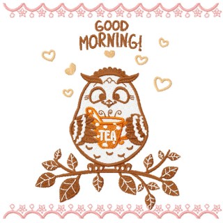 Good Morning Owl embroidery design - Embroidery Design