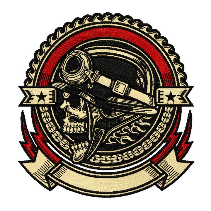 Biker skull embroidery design - Embroidery Design