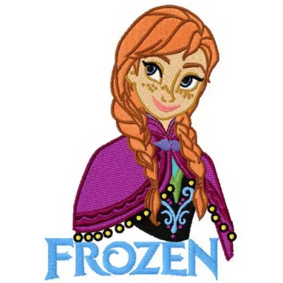 Preview of Anna Frozen 6 embroidery design featuring Anna from the Frozen movie, ideal for stitching on apparel and accessor…