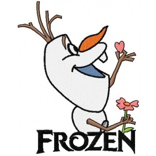Olaf with flower 2 embroidery design - Embroidery Design