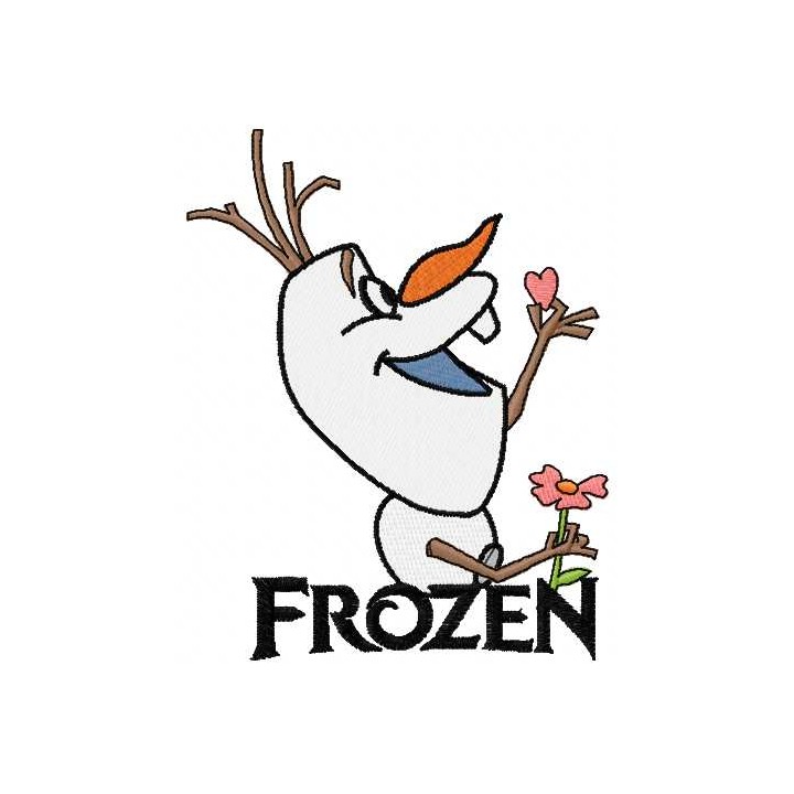 Olaf with flower 2 embroidery design - Embroidery Design