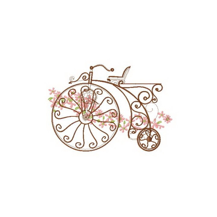 Retro bicycle 2 embroidery design - Embroidery Design