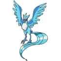 Shiny Articuno Pokemon embroidery design featuring vibrant colors and intricate details for stitching on various items.