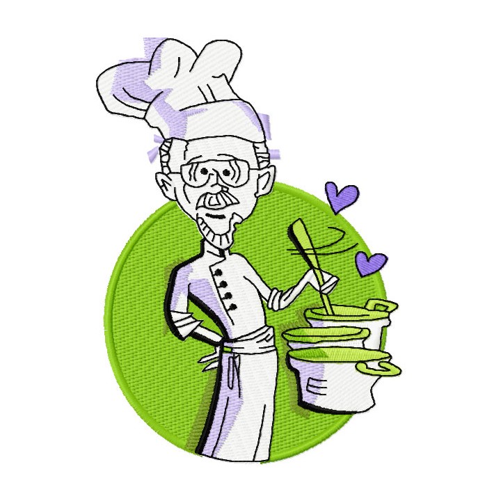 Jolly old chef embroidery design - Embroidery Design
