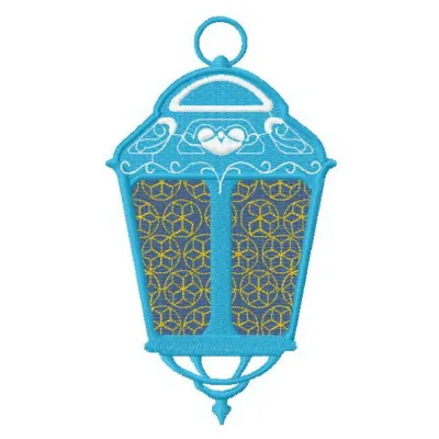 Lantern embroidery design showcasing intricate stitching patterns in a sun and moon theme.