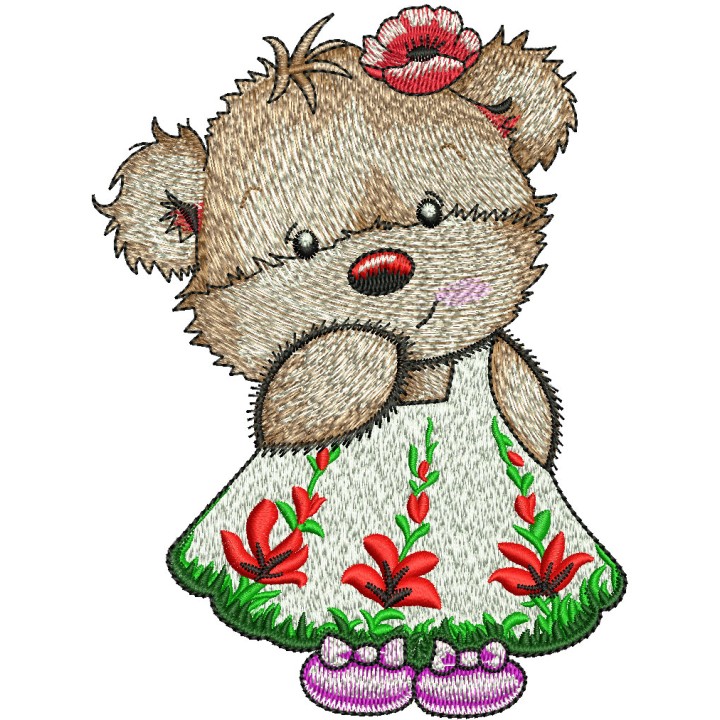 Cute Teddy girl embroidery design - Embroidery Design