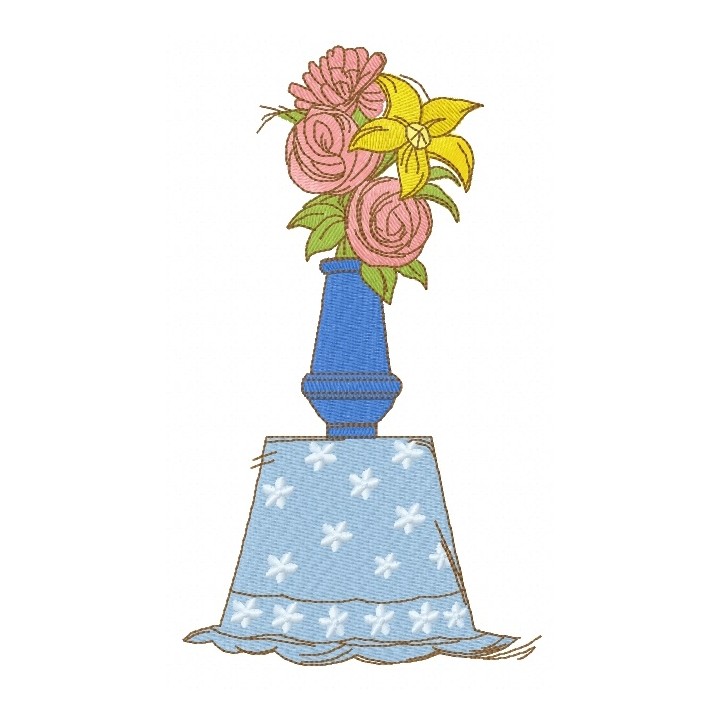 Bouquet in vase embroidery design - Embroidery Design