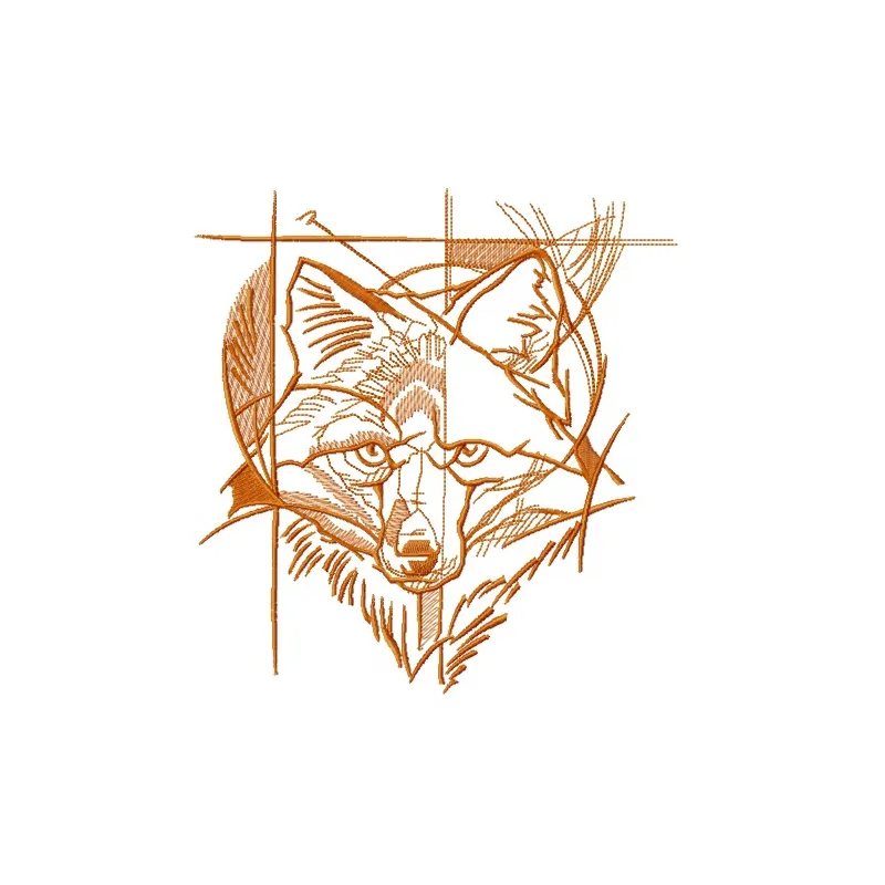 Intricate fox street art sketch embroidery design showcasing a creative pattern for stitching on various fabrics.