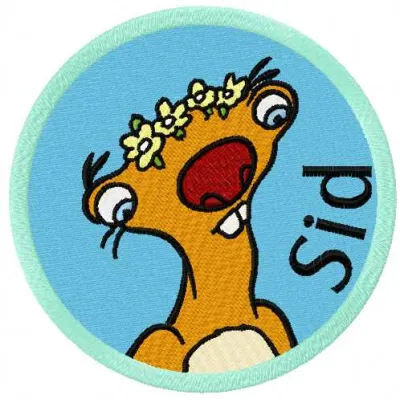 Sid 4 embroidery design featuring a playful Ice Age character, perfect for stitching on t-shirts or hoodies.