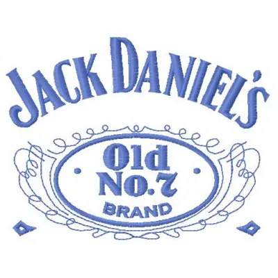 Jack Daniel's logo embroidery design preview showcasing intricate stitching patterns for beverage-themed projects.