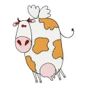 Preview of Winged Cow 2 embroidery design featuring a whimsical cow with wings, ideal for farm-themed projects.