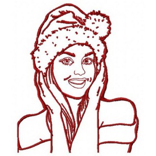 Girl in Santa hat 2 embroidery design - Embroidery Design