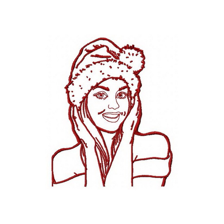 Girl in Santa hat 2 embroidery design - Embroidery Design