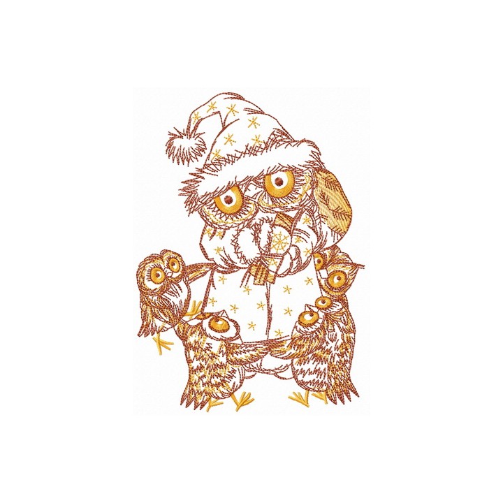 Owl Santa embroidery design - Embroidery Design