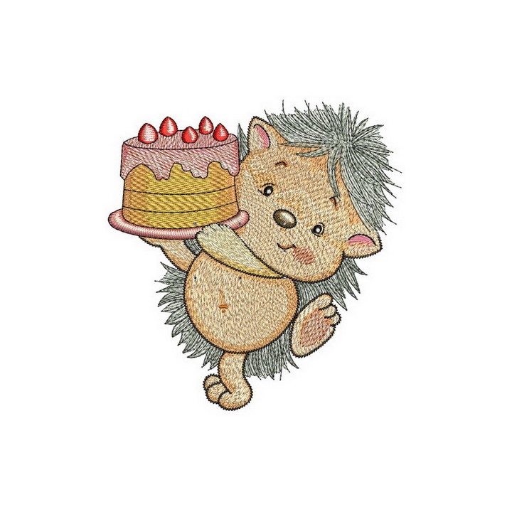 Hedgehog's birthday embroidery design - Embroidery Design