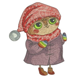Owl in coat embroidery design - Embroidery Design