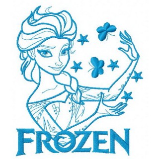 Elsa with butterflies 2 embroidery design - Embroidery Design