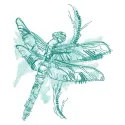 Dragonfly sitting on a branch embroidery design, showcasing intricate stitching patterns for creative projects.