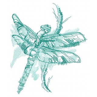 Dragonfly sitting on branch embroidery design - Embroidery Design