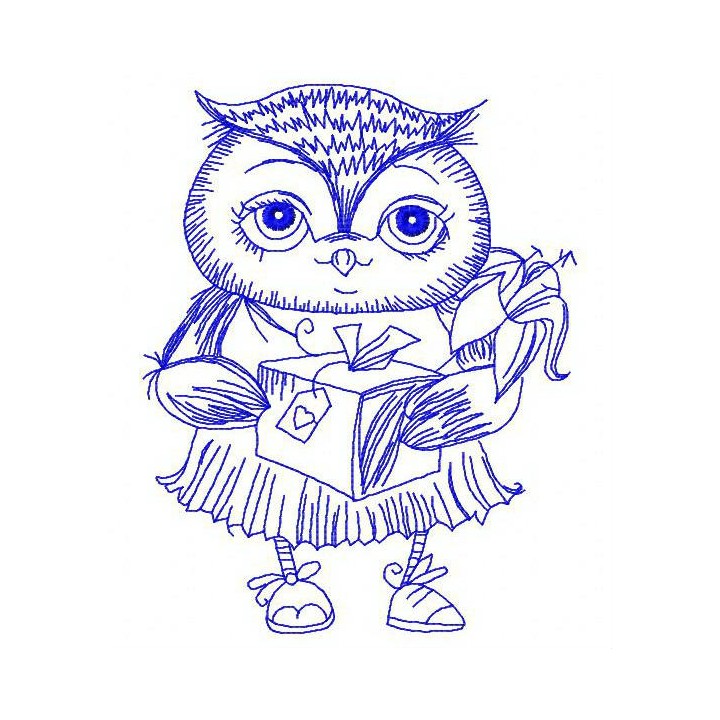 Owl with gift 2 embroidery design - Embroidery Design