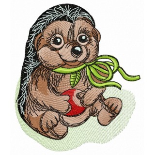 Hedgehog with apple embroidery design - Embroidery Design