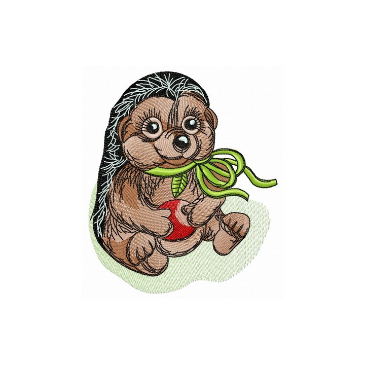 Hedgehog with apple embroidery design - Embroidery Design