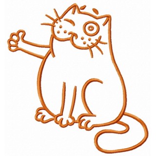 Bravo cat one color embroidery design - Embroidery Design