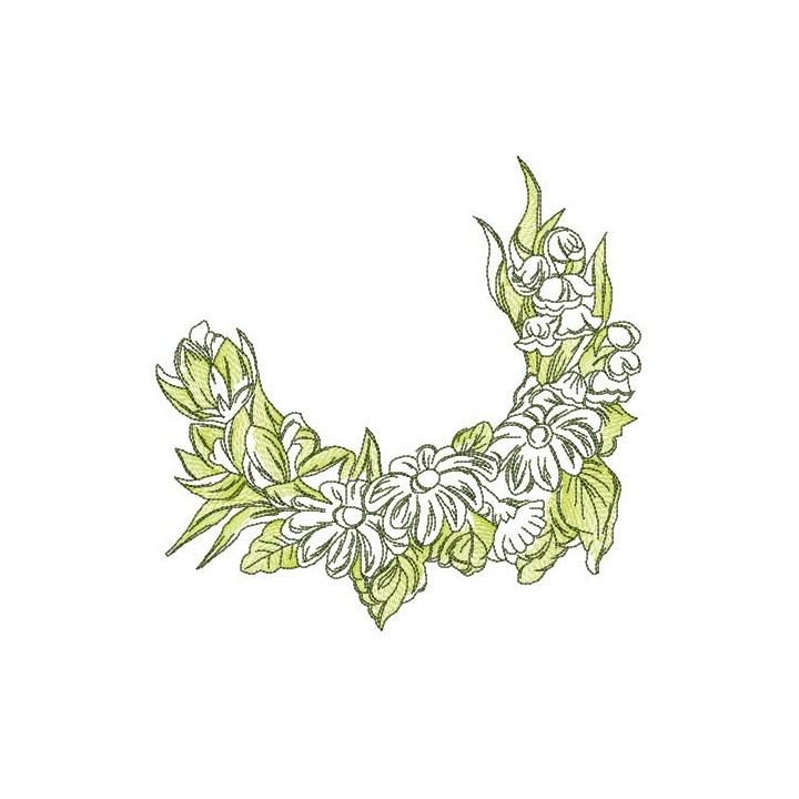 Composition with spring flowers embroidery design - Embroidery Design