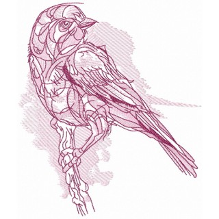 Pink sparrow embroidery design - Embroidery Design