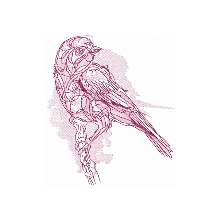 Pink sparrow embroidery design - Embroidery Design