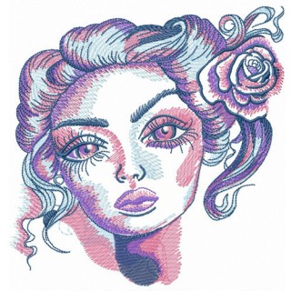 Beauty with big eyes embroidery design - Embroidery Design