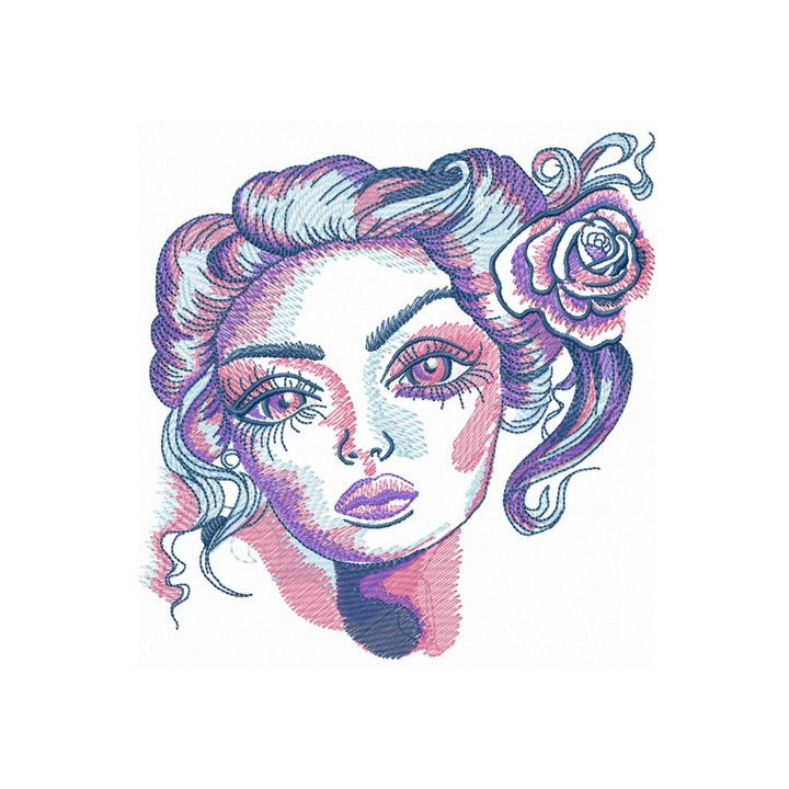 Beauty with big eyes embroidery design - Embroidery Design