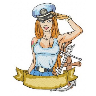 Sexy girl ship captain 2 embroidery design - Embroidery Design