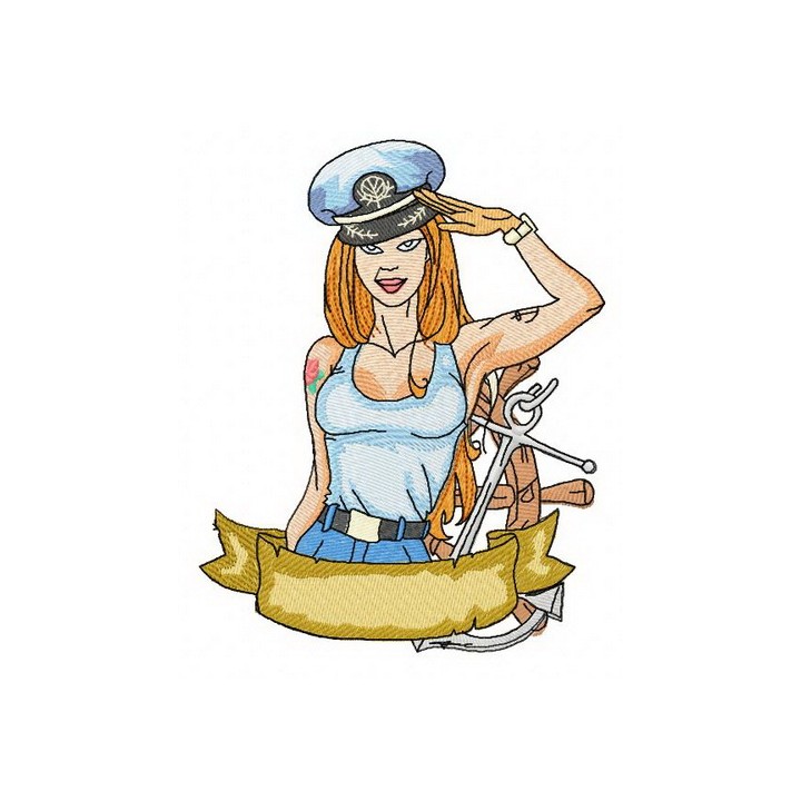 Sexy girl ship captain 2 embroidery design - Embroidery Design