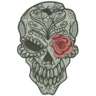 Skull with rose 2 embroidery design - Embroidery Design