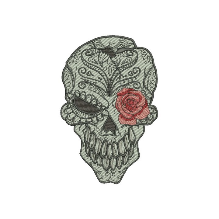 Skull with rose 2 embroidery design - Embroidery Design