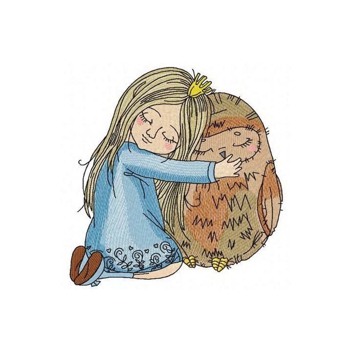 Friendship with owl 2 embroidery design - Embroidery Design