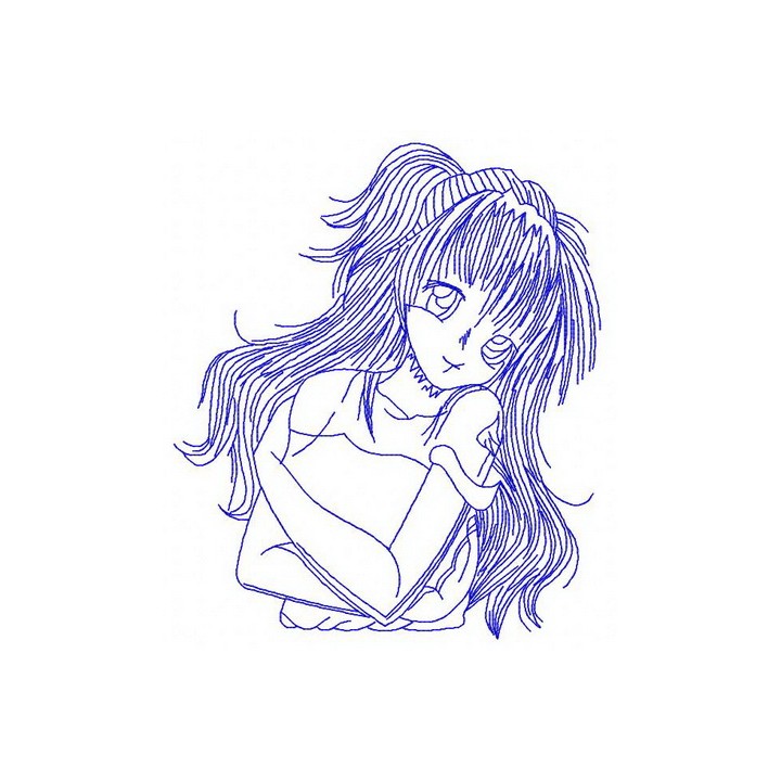 Anime girl 5 embroidery design - Embroidery Design